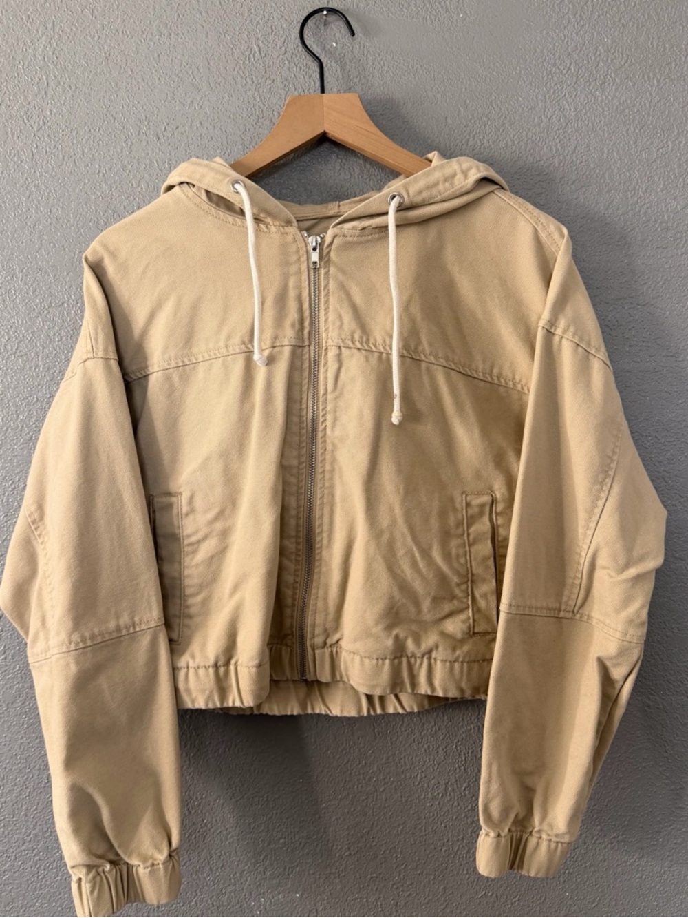 Forever 21 Tan Hooded Zip-Up Jacket